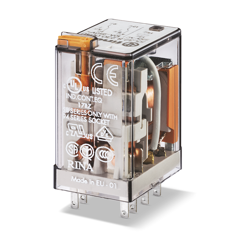 Relè Finder a zoccolo 2 scambi 10A 24VAC 553280240054 Relè Finder a zoccolo 2 scambi 10A 24VAC 553280240054